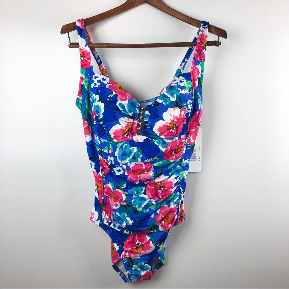 Penbrooke Blue Floral One Piece Swimsuit